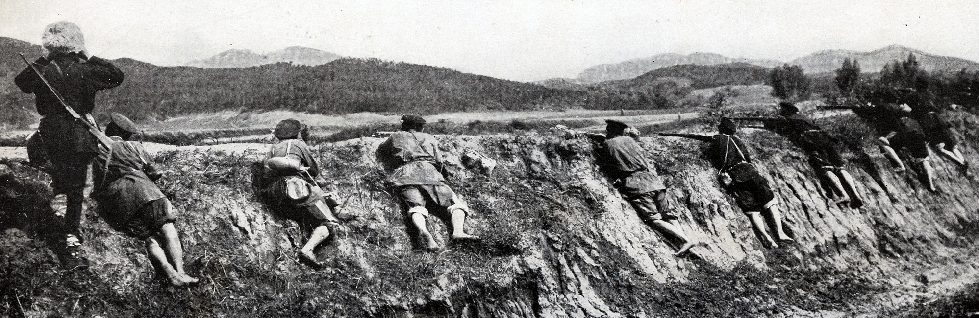 Russian Infantry in the Trenches on a Hot Day page 162, A Photographic Record of the Russo-Japanese War, Edited by James H. Hare 1905, PF Collier & Son, New York