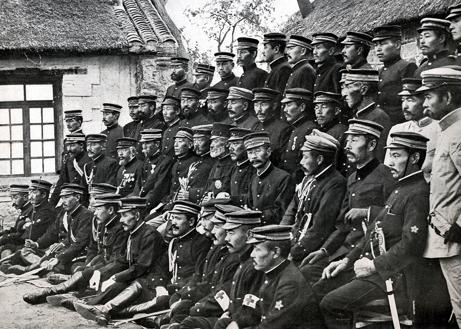 General Nogi and his Staff, the Conquerors of Port Arthur  page 226, A Photographic Record of the Russo-Japanese War, Edited by James H. Hare 1905, PF Collier & Son, New York