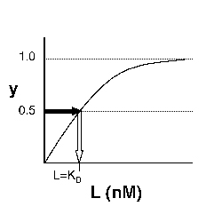 Examples of a simple binding curve and set of semilog binding curves.