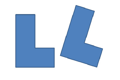 Diagram of two L shapes, one rotated just a few degrees from the other.