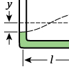 A diagram featuring a double line at a right angle. Half of the line is green.