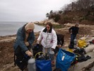 Photograph of everyone preparing to go diving.