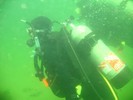 Photograph of two dive buddies.