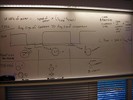 Whiteboard notes about Finding linear size using a light curve.